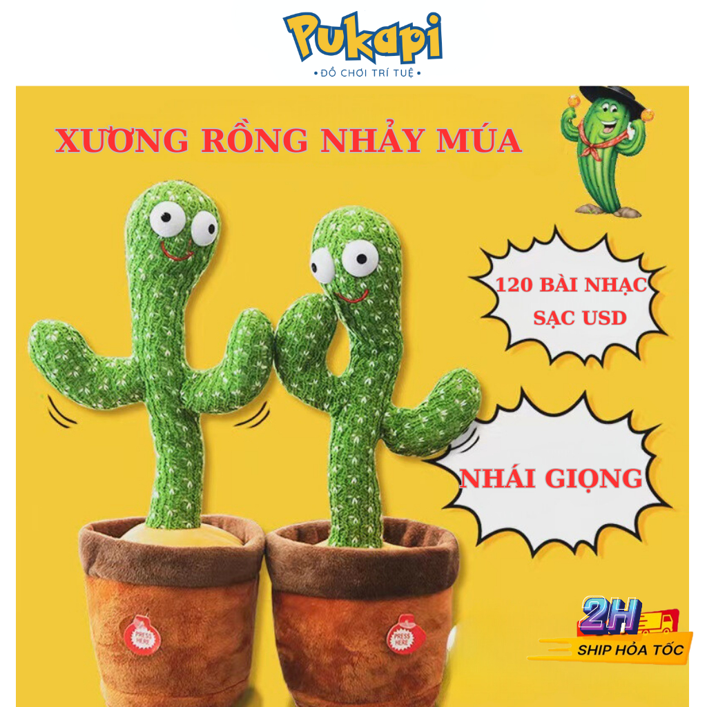 Cây Xương Rồng Nhảy Múa Xương Rồng Biết Nói Nhại Giọng Nhại Tiếng Giá Rẻ Sạc Điện - Đồ Chơi Cho Bé PUKAPI