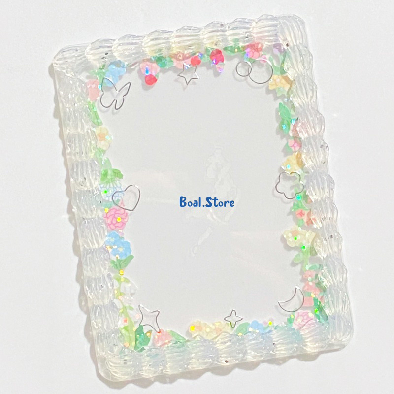 Top loader decor kem thạch phối sticker hoa viền trong | Shopee Việt Nam