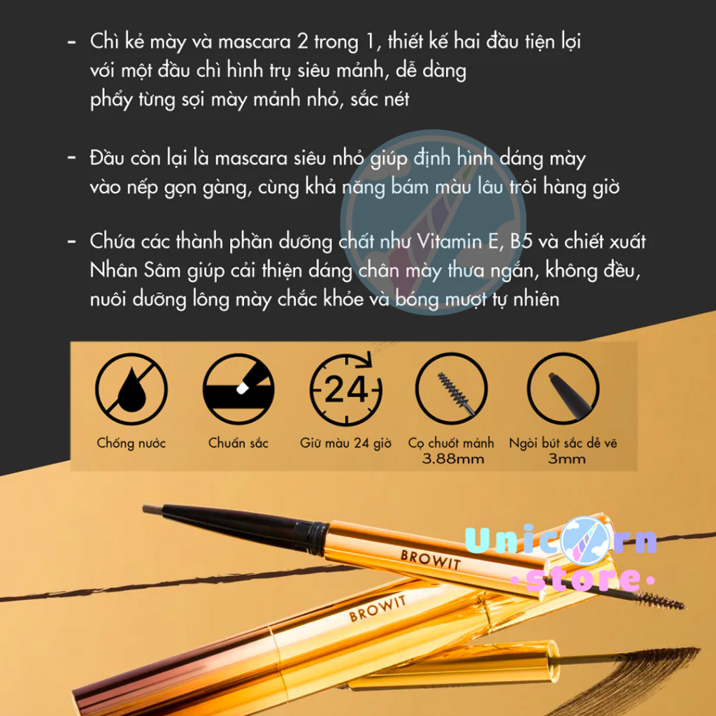 Chì Kẻ Mày Và Mascara 2 Trong 1 Browit By Nongchat Ultra Fine Dou Eyebrow Pencil & Mascara