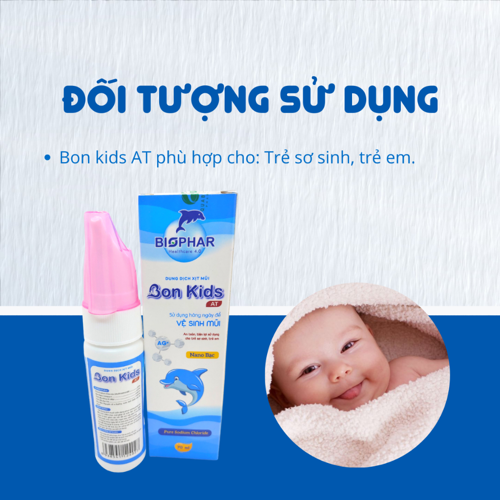 Xịt mũi cho bé Biophar Bon Kids ngừa sổ mũi, ngạt mũi, viêm xoang an toàn cho trẻ em