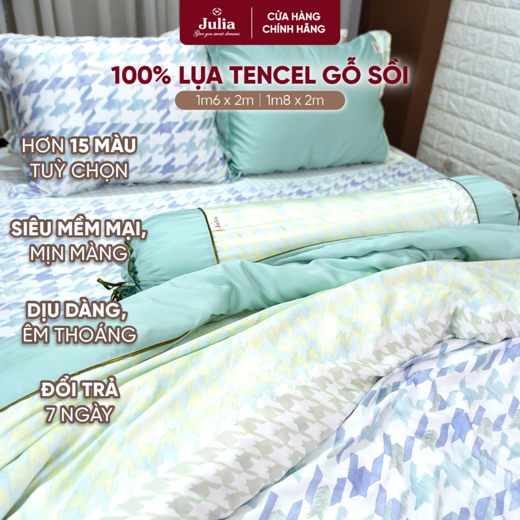 Bộ chăn ga gối ra giường lụa tencel siêu mềm mịn Hàn Quốc Julia 831