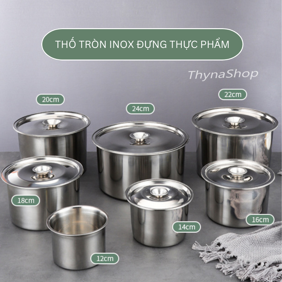 Thố tròn inox, âu inox đựng thực phẩm, cháo dinh dưỡng có nắp ...