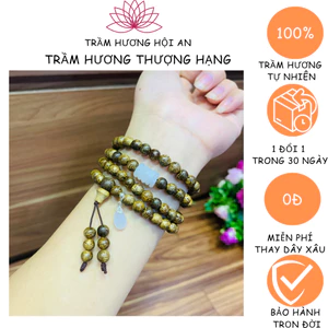 Trầm hương tốc rin 6 li -108 hạt mix ngũ điếu bạch ngọc chamr giọt nước móc bạc kim tiề:n,Trầm hương Hôi an