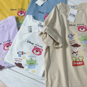 Áo thun nữ YUSTUDIO 3158, tay lỡ form rộng cotton khô mẫu ToY STORY