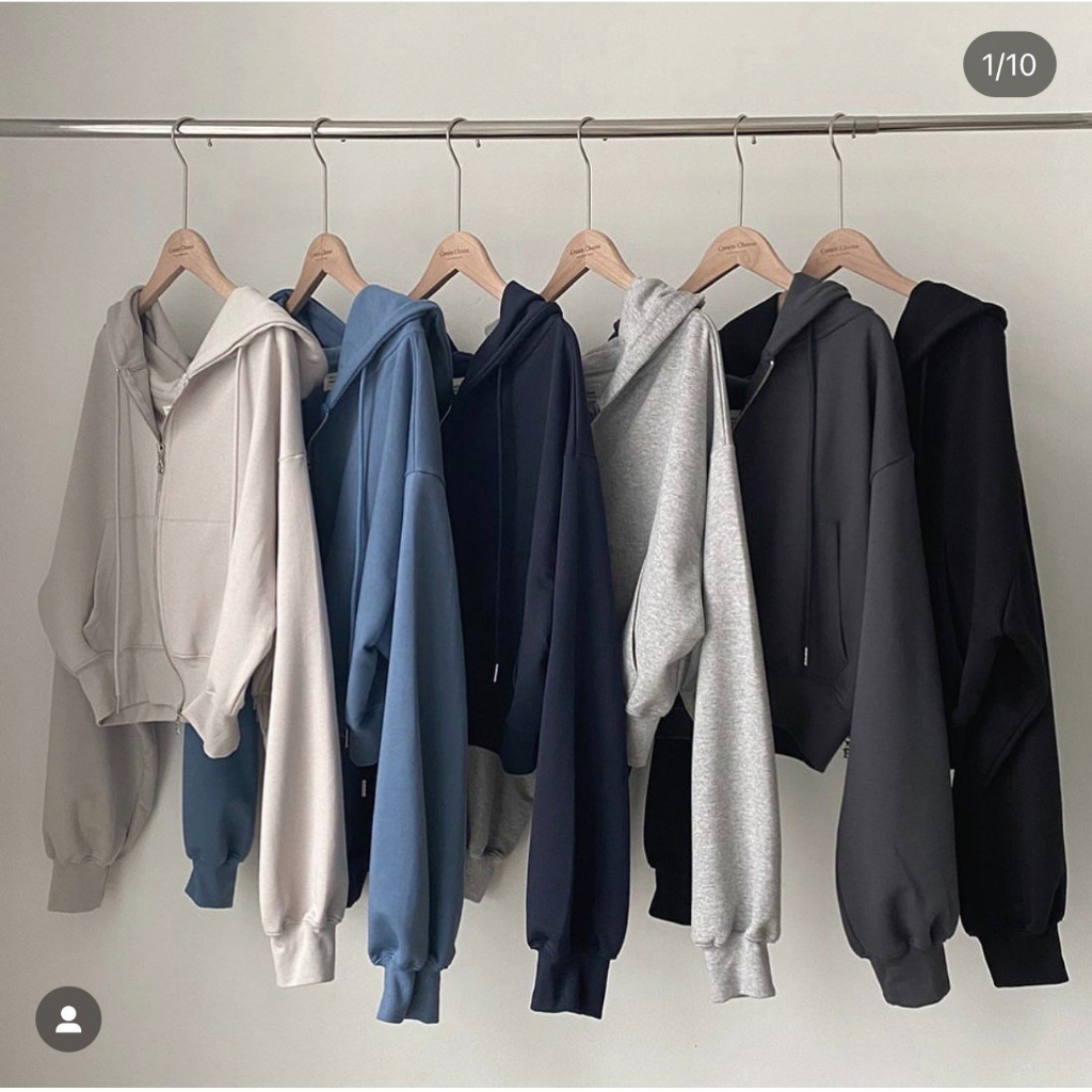 Áo khoác nỉ croptop mũ siêu to, Áo hoodie zip dày dặn dáng rộng siêu xinh Miha Studio
