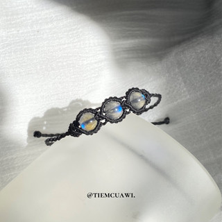 [Tiệm của Wi] Vòng tay thắt macrame Moonstone x Labradorite tự nhiên cân bằng năng lượng, thu hút tình yêu, thu hút tích
