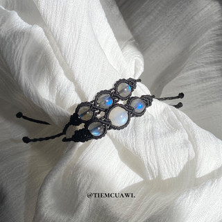 [Tiệm của Wi] Vòng tay thắt macrame Moonstone x Labradorite tự nhiên cân bằng năng lượng, thu hút tình yêu, thu hút tích