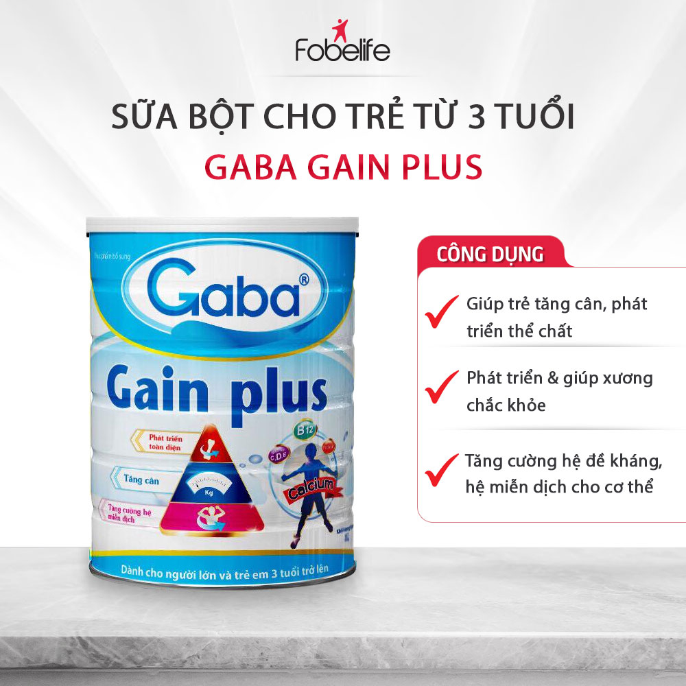 Sữa Bột Gaba Gain Plus Fobe Bổ Sung Dinh Dưỡng, Khoáng Chất Bồi Bổ Cơ Thể, Dùng Được Cho Trẻ Từ 3 Tuổi
