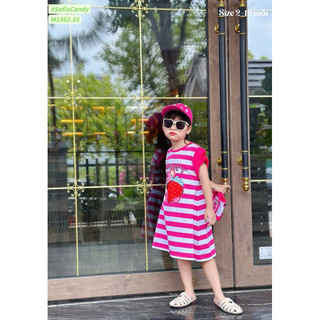 (Video) Đầm gấu dâu dáng suông bé gái 12-45kg Mid kids