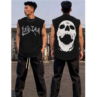 Áo Tank Top Ba Lỗ Họa Tiết Đầu Lâu LAPZA Bản Lớn Sành Điệu Cá Tính, Chất Liệu Cotton Khô Mềm Mịn Thoáng Khí