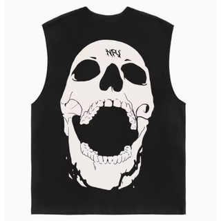 Áo Tank Top Ba Lỗ Họa Tiết Đầu Lâu LAPZA Bản Lớn Sành Điệu Cá Tính, Chất Liệu Cotton Khô Mềm Mịn Thoáng Khí