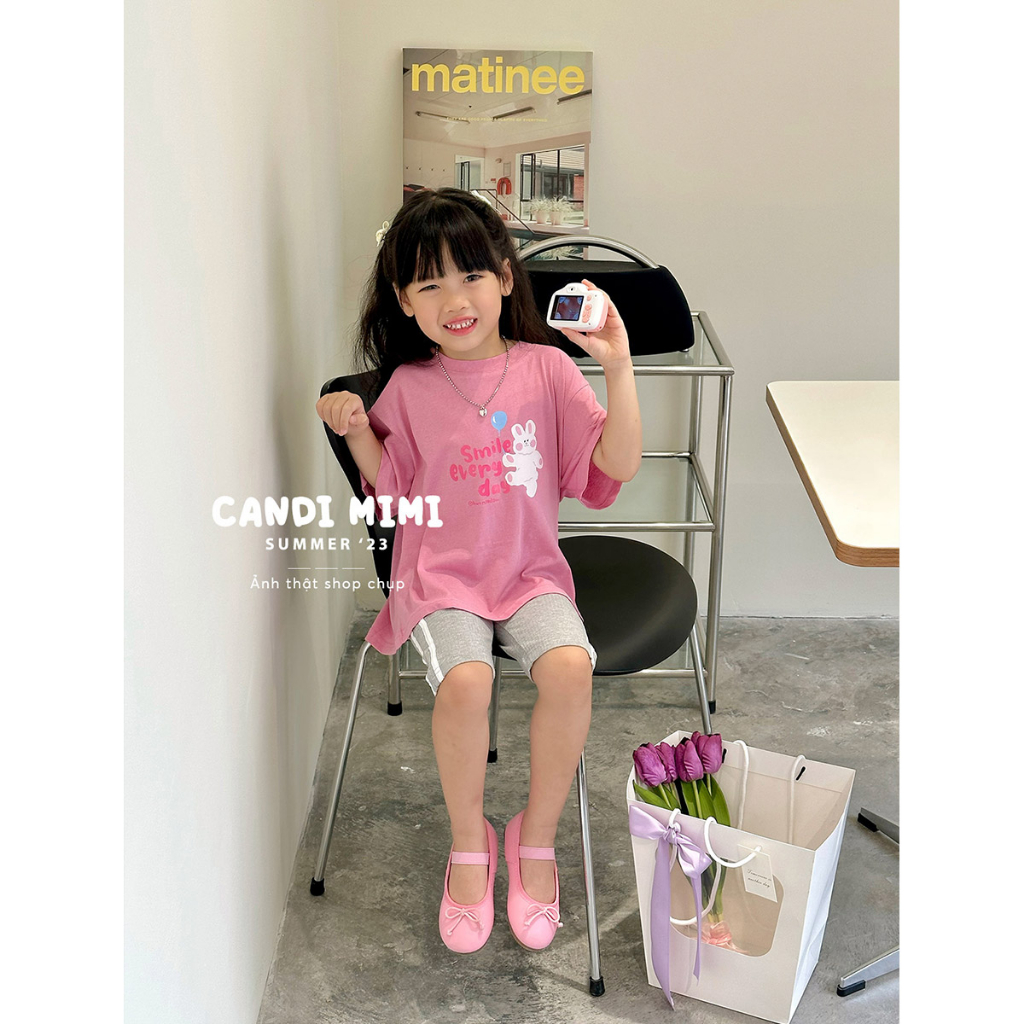 Áo Thun Bé Gái In Hình Thỏ Dễ Thương CANDI MIMI 2023 - Áo Phông Cotton Mềm Mát-  Phong Cách Hàn Quốc