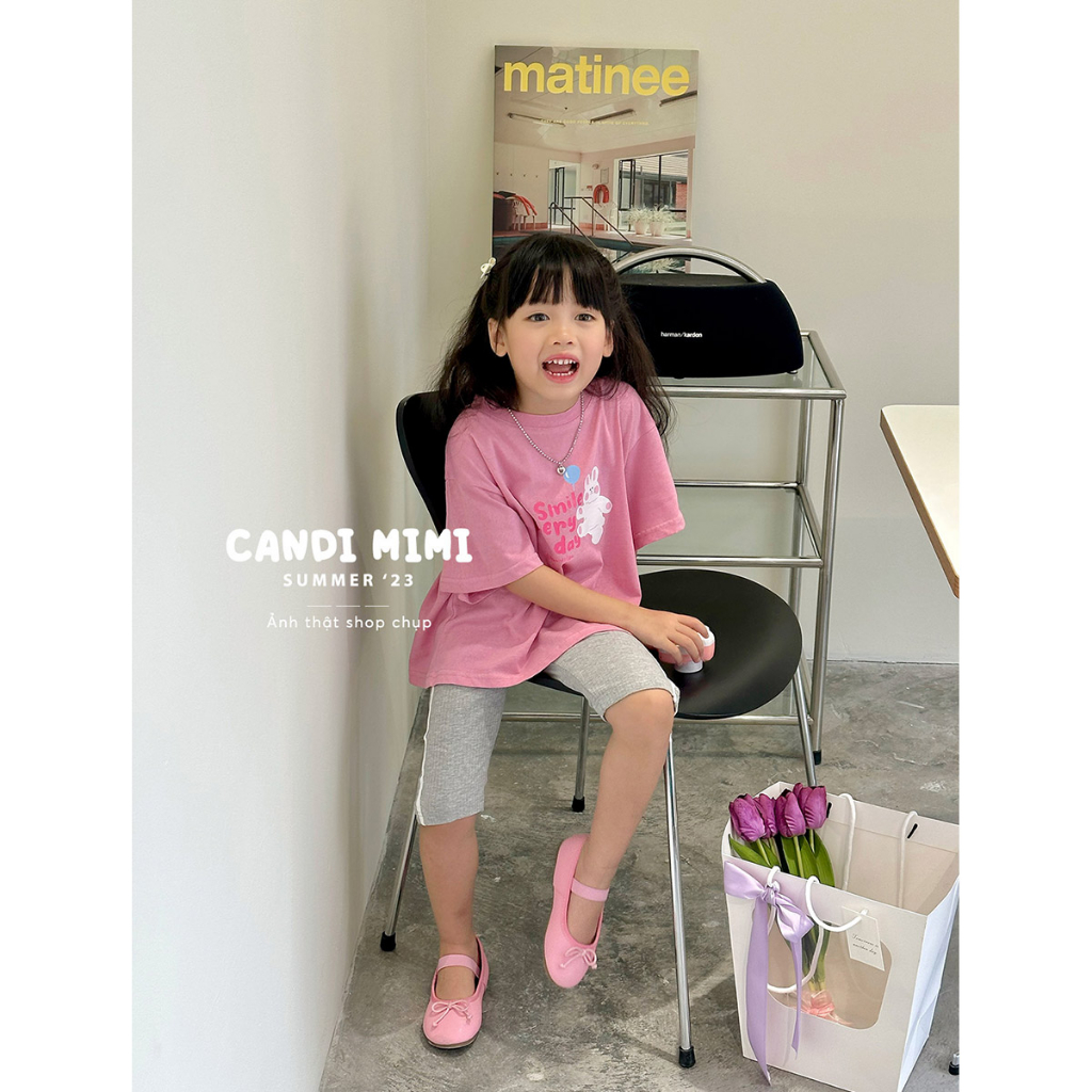 Áo Thun Bé Gái In Hình Thỏ Dễ Thương CANDI MIMI 2023 - Áo Phông Cotton Mềm Mát-  Phong Cách Hàn Quốc