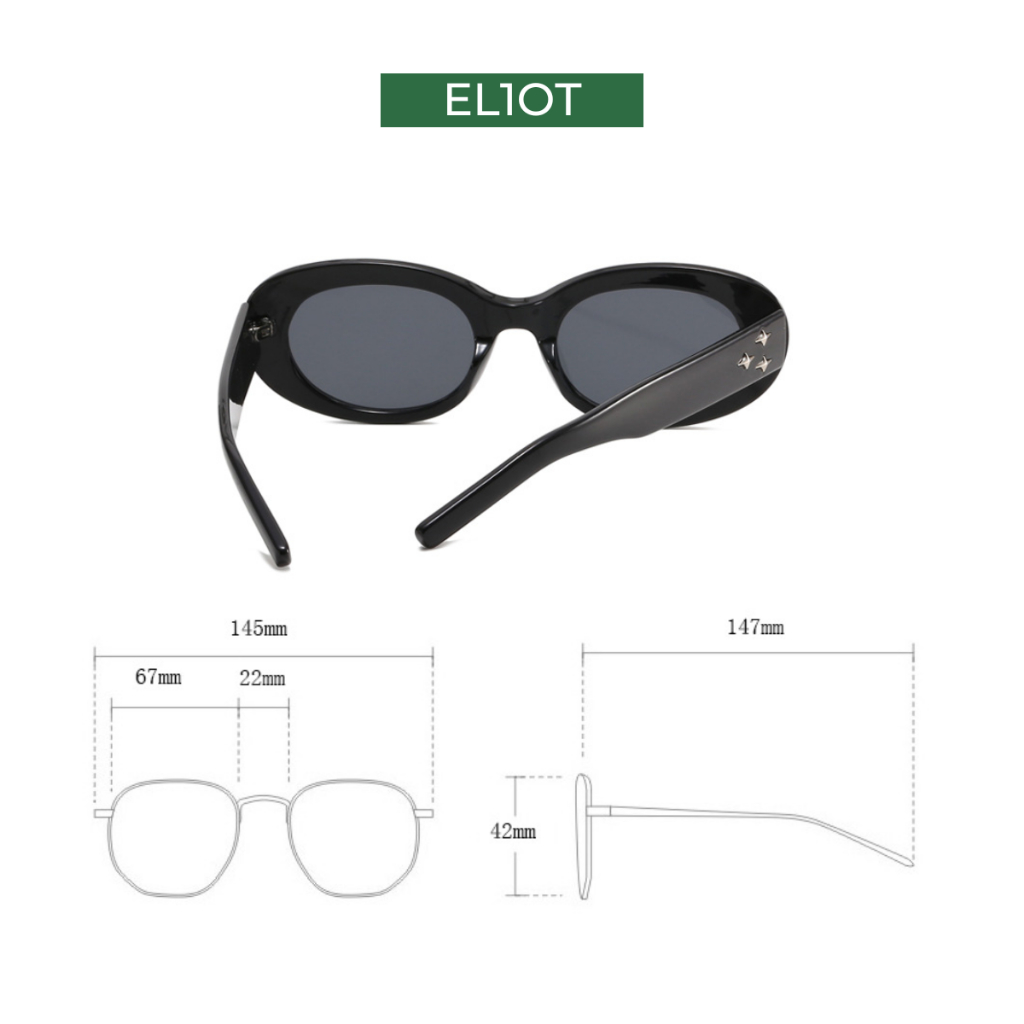 Kính râm bầu dục ELIOT Eyewear tròng kính chống tia cực tím UV400 kiểu dáng thời trang phù hợp với cả nam và nữ 20320