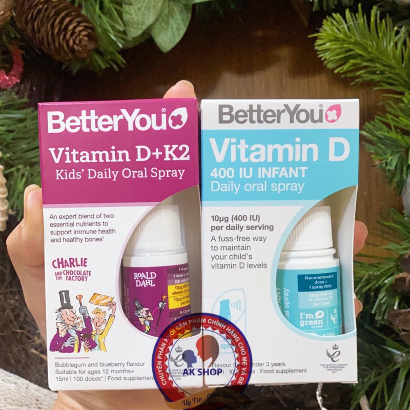 Vitamin D3 xịt, Vitamin xịt D+K2 Better you hàng chính hãng UK Shopee