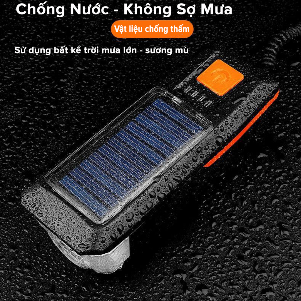Ảnh Đèn Xe Đạp Sạc Năng Lượng Mặt Trời Cổng USB Đèn Còi Xe Đạp Chuông 5 Âm Thanh 3 Chế Độ Sáng Chính Hãng Amalife 4