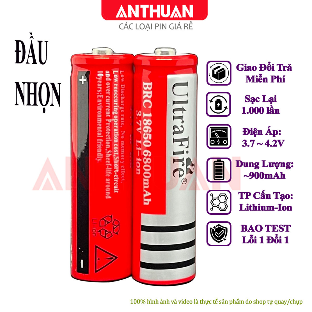 [Hỏa Tốc] Pin sạc 18650 3.7~4.2V UltraFire cho quạt cầm tay, đèn siêu sáng, đồng hồ, pin dự phòng