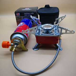 Bếp gas mini xếp gọn hợp kim nhôm tích hợp dây nối bình, đánh lửa tự động có van khóa
