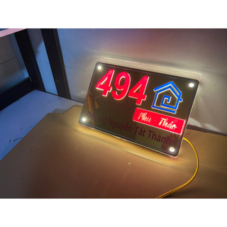 BẢNG, BIỂN SỐ NHÀ. Đèn LED theo yêu cầu + INOX, SỐ NỔI ALU - MICA MÀU 10MM
