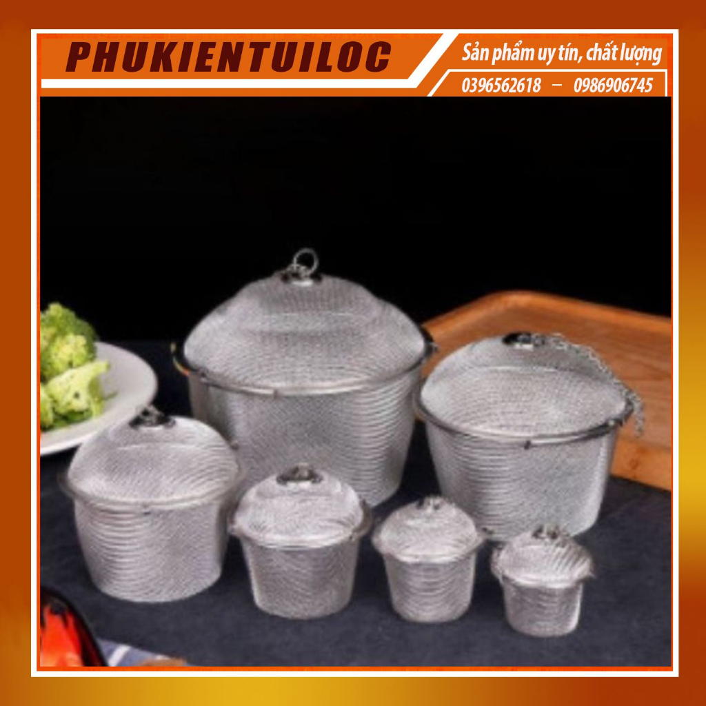 Lọc inox 304 hình trụ lưới cao cấp, nhiều kích thước, có dây treo ...