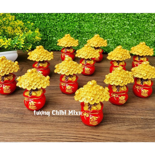 Cây Kim Tiền Vàng Mô Hình, Cây Vàng May Mắn Cây Tài Lộc Trang Trí Bàn Làm Việc Chậu Cây Phong Thủy Phát Tài Cam Homeware