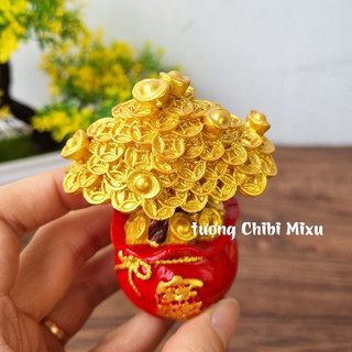 Cây Kim Tiền Vàng Mô Hình, Cây Vàng May Mắn Cây Tài Lộc Trang Trí Bàn Làm Việc Chậu Cây Phong Thủy Phát Tài Cam Homeware