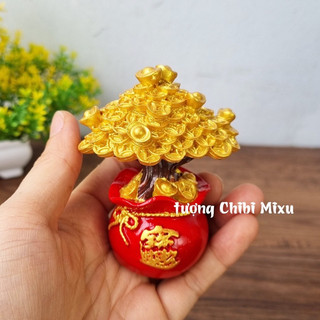 Cây Kim Tiền Vàng Mô Hình, Cây Vàng May Mắn Cây Tài Lộc Trang Trí Bàn Làm Việc Chậu Cây Phong Thủy Phát Tài Cam Homeware