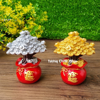 Cây Kim Tiền Vàng Mô Hình, Cây Vàng May Mắn Cây Tài Lộc Trang Trí Bàn Làm Việc Chậu Cây Phong Thủy Phát Tài Cam Homeware