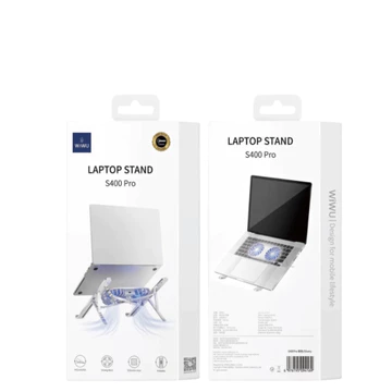 Giá Đỡ Quạt Tản Nhiệt Macbook WIWU S400 Pro Nhôm Gấp Gọn Đế Tản Nhiệt Tương Thích Laptop 10 -17inch 2 Quạt Tản Nhiệt