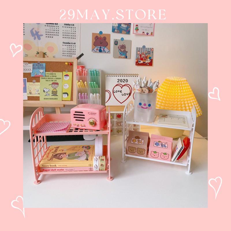 Kệ nhựa mini 2 tầng trang trí bàn học | Shopee Việt Nam