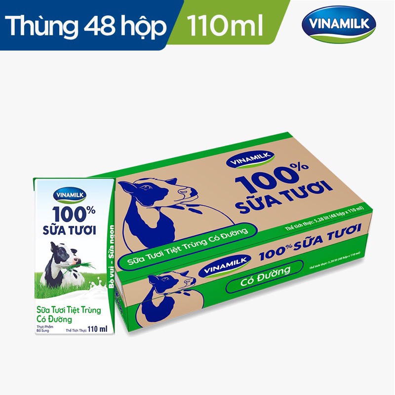 Thùng sữa vinamilk 100% 110ml | Shopee Việt Nam