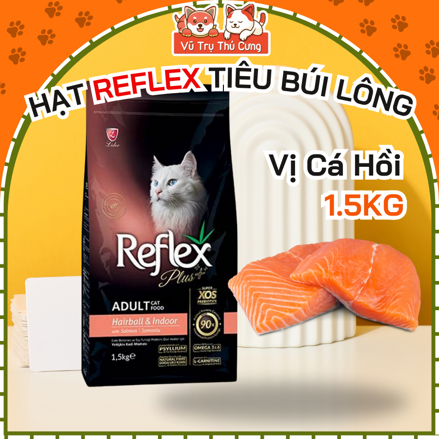 Hạt Reflex Plus hỗ trợ Tiêu búi lông Mèo Hairball Indoor 1,5Kg