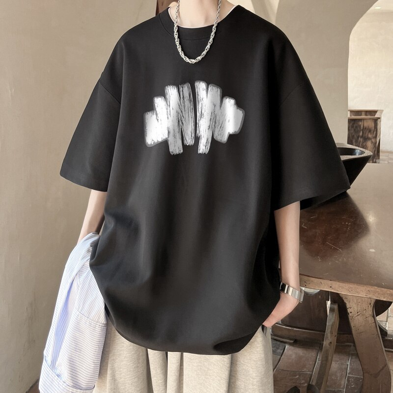 Áo thun nam tay lỡ HappyFamily tay lỡ trẻ trung họa tiết nét vẽ Chất vải cotton 100 cao cấp