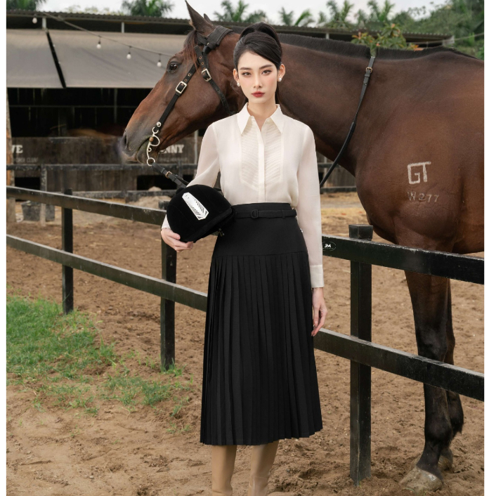 Chân váy JM Dress Desgin đai rời xếp ly chân 4L24-2305WF