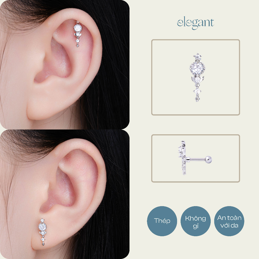 Khuyên tai đá SAKURA GEM KEY Elegant (Giá 1 chiếc) | Shopee Việt Nam