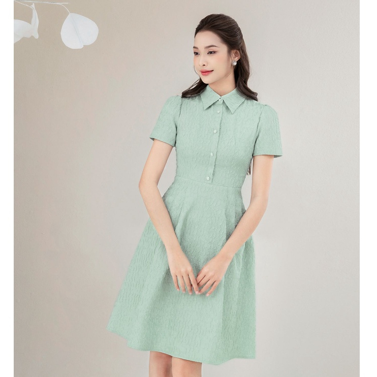 Đầm thiết kế JM Dress Design xòe cổ đức tay ngắn chân dập ly 1S41.2211ST