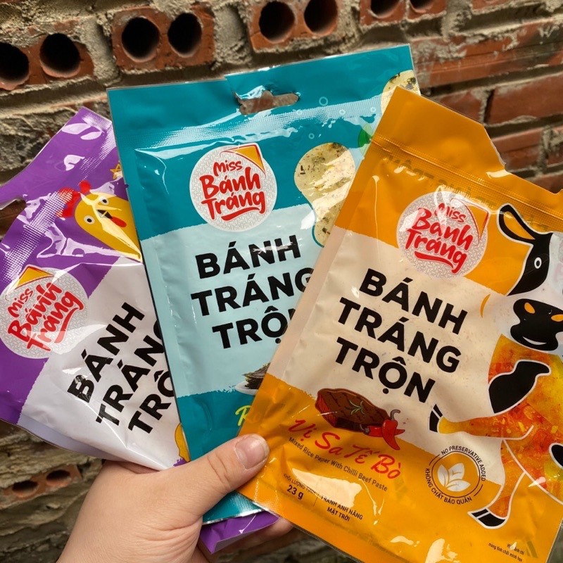 Set 10 Gói Miss Bánh Tráng 6 Vị, Bánh Tráng Trộn Vị Tôm - Bò - Gà - Rong Biển - Phô Mai - Chanh Xả - Đồ Ăn Vặt Hot