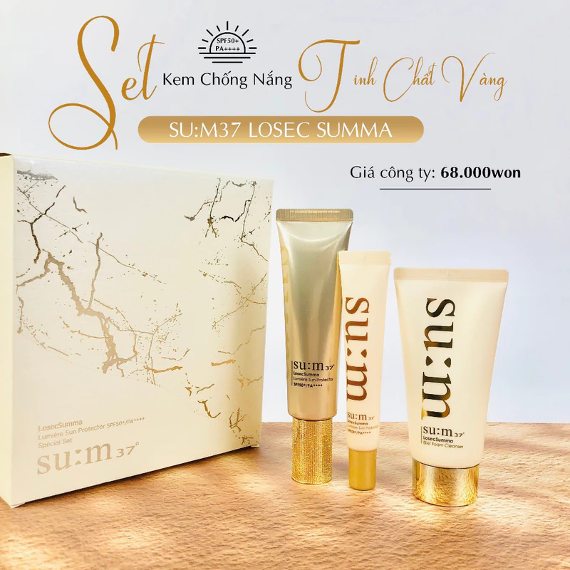 Bộ sản phẩm Chăm sóc da dưới ánh nắng với Kem Chống Nắng Tinh Chất Vàng Su:m37 Losec Summa - Phiên bản mới 🥰 — ảnh 1