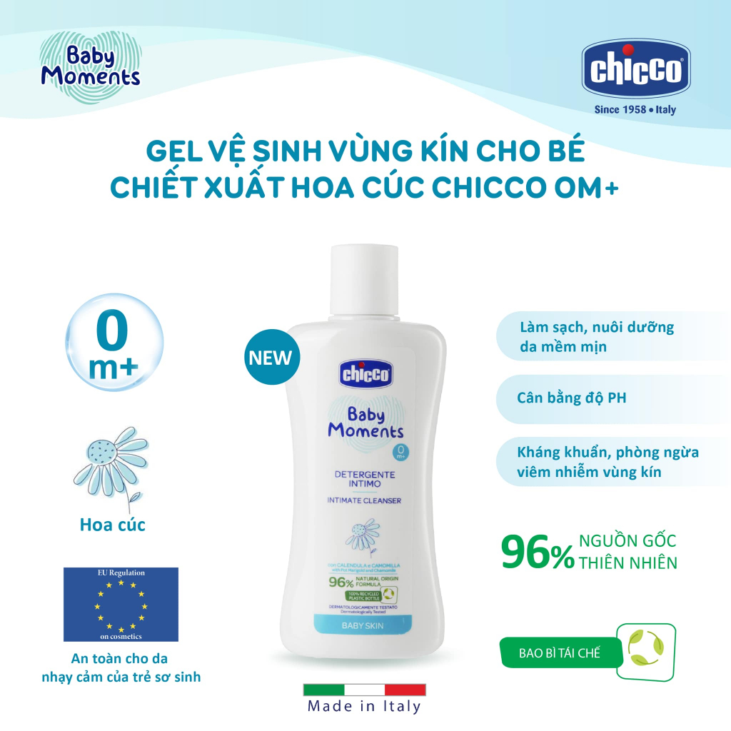 Gel vệ sinh Chicco cho bé chiết xuất Hoa cúc Chicco 0M+