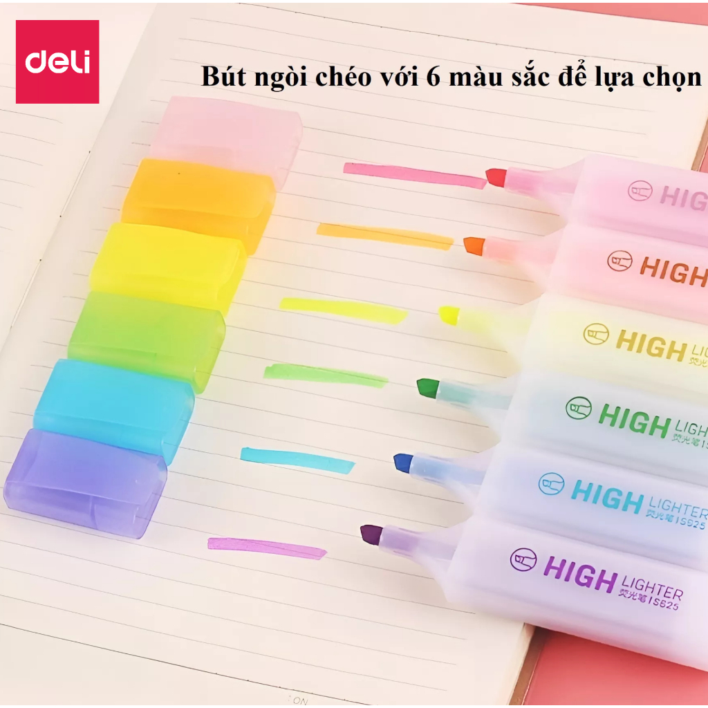 Deli - Review Bút highlight đánh dấu nhớ Deli màu pastel S625