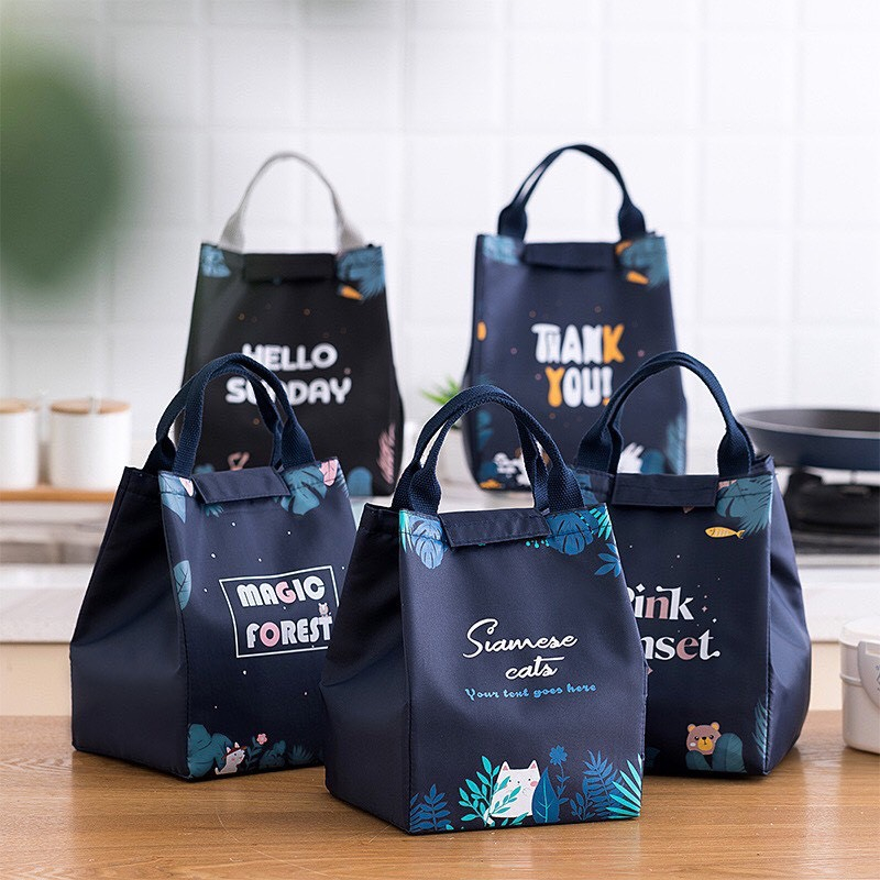 Túi giữ nhiệt đựng hộp cơm bento, túi giữ nóng, lạnh cho thức ăn có quai xách tiết lợi, thiết kế độc đáo, bắt mắt