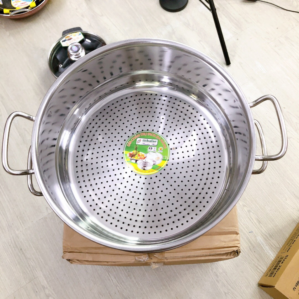Nồi xửng hấp inox 2 tầng nắp kinh Tiến Thành dày dặn sử dụng được cả bếp ga và bếp từ SIZE 28cm - 30cm