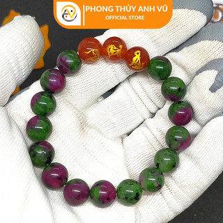 Vòng tay 12 con giáp tam hợp dần ngọ tuất đã khai quang - chất liệu mã não - may mắn tài lộc