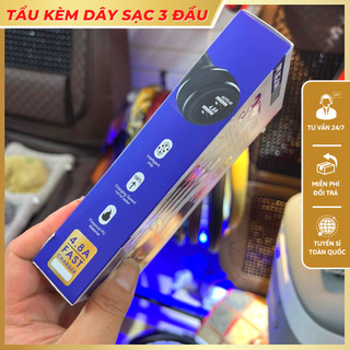 Tẩu sạc ô tô xe hơi gồm 1 cổng USB-C tích hợp sạc nhanh và cổng USB 4.8A Tặng kèm dây sạc 3 đầu