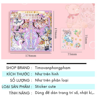 Sticker Hộp 100 Tấm Cute Anime Dán Mũ Bảo Hiểm Trang Trí Toploader Decor Bình Nước Timo ST01-2