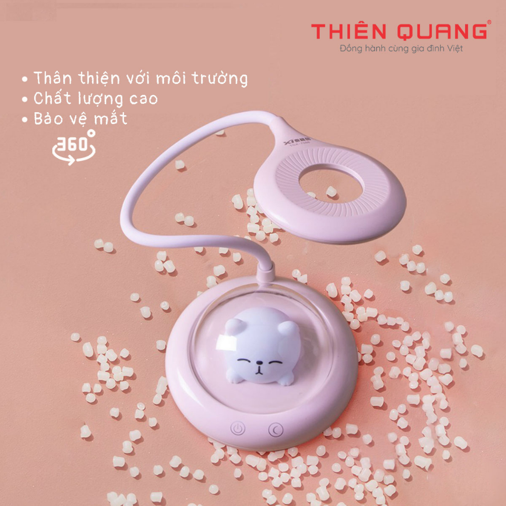 Đèn Bàn Học UFO Cảm Ứng Thiên Quang, 3 Mức Sáng, Xoay 360°, Tích Điện USB, Chống Cận, Đèn Ngủ