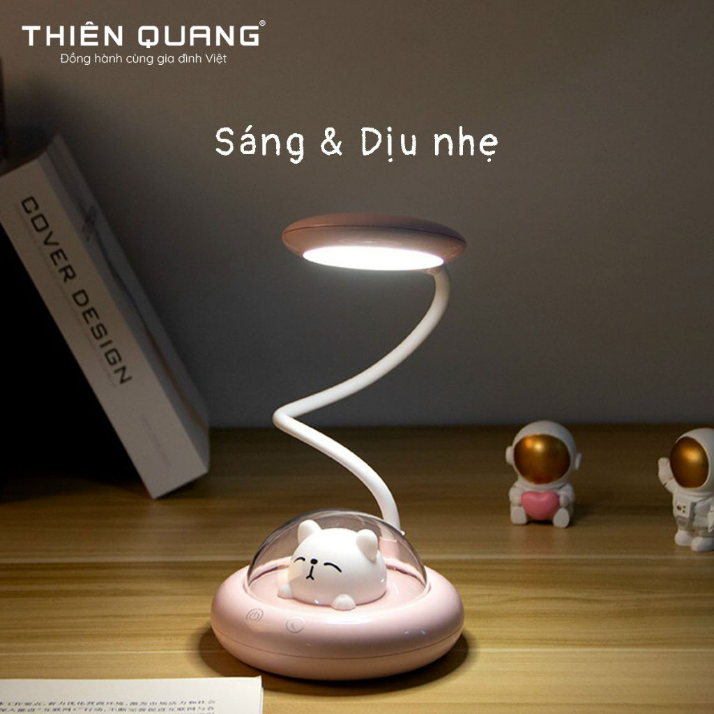 Đèn Bàn Học UFO Cảm Ứng Thiên Quang, 3 Mức Sáng, Xoay 360°, Tích Điện USB, Chống Cận, Đèn Ngủ