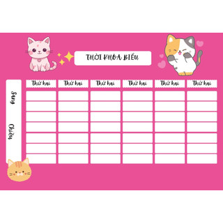 Set 2 thời khóa biểu cho cấp 1, cấp 2, cấp 3 đủ mẫu cute cho bé trai và bé gái 2026