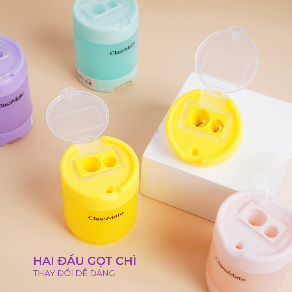 Gọt Bút Chì Hình Cốc Cao Cấp Có 2 Đầu Gọt Chì Thay Đổi Dễ Dàng, Tiện Lợi, An Toàn, Đa Dạng Màu Sắc PS401