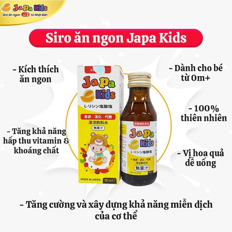 Combo 2 hộp Sirro ăn ngon Nhật bản JAPA KISD 100ml. Giúp bé ăn ngon ngủ khoẻ tiêu hóa tốt